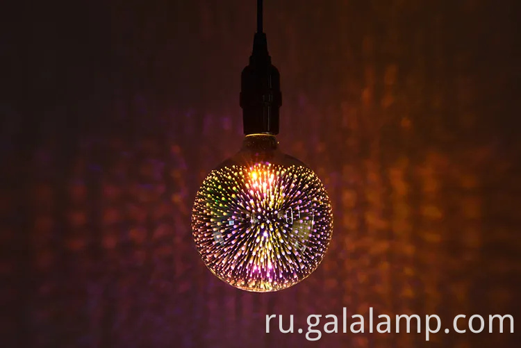 Красочные 3D стеклянные светодиодные лампочки для праздничного фейерверка